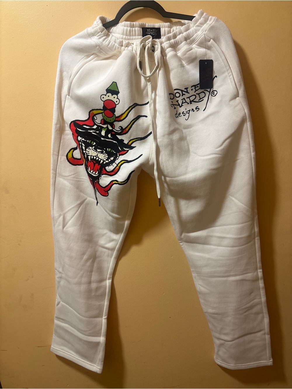 Ed Hardy White Kids Sweatpants with Multicolor Graphic